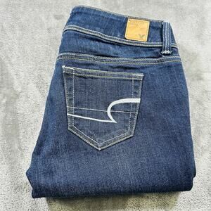 American Eagle Jeans Womens 4 Blue Slim Boot‎ Stretch Dark Wash Denim